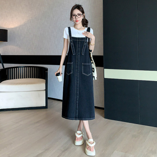大码胖mm牛仔背带裙女2026夏季新款宽松遮肉显瘦减龄连衣裙长裙子
