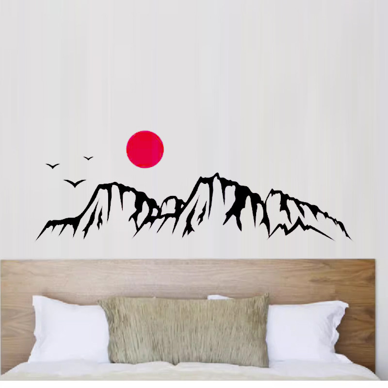 雪山日出贴纸定制画墙贴沙发墙贴画房车车贴自粘防水可擦洗玻璃贴,家居饰品,软装墙贴,淘宝优惠券,粉丝福利购,淘宝优惠卷
