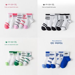 儿童袜子春夏新款克兰茵蓝薄款网眼袜运动字母男童女童宝宝袜子潮