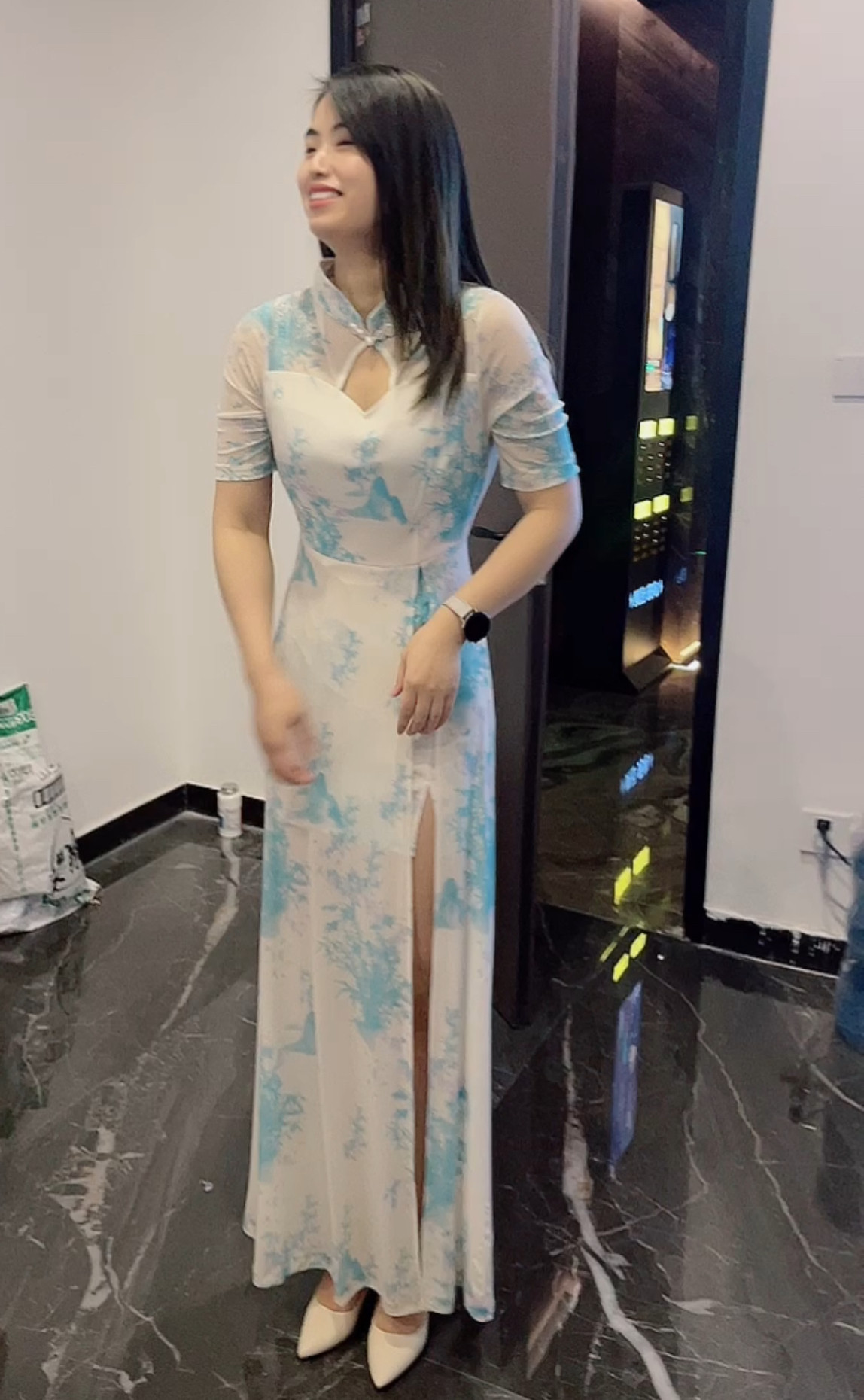新中式复古改良旗袍清冷感连衣裙女日常春夏轻薄修身性感印花长裙