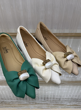 新品上架 法国乐芙女鞋/LE FAOU 蝴蝶珍珠单鞋L221064 吊牌价1899