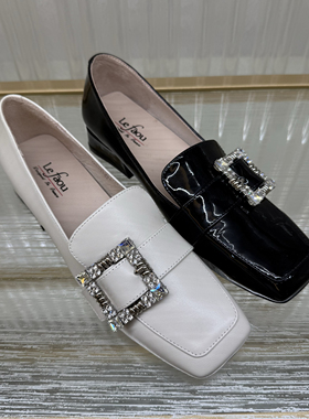 新品上架 法国乐芙女鞋/LE FAOU 粗跟水钻乐福L231010 吊牌价1899