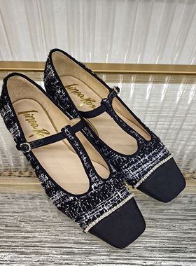 皇冠老店正品 Linea Rosa/恋尚萝莎 粗花呢水钻跟玛丽珍 4T19713