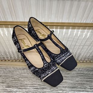 粗花呢水钻跟玛丽珍 皇冠老店正品 恋尚萝莎 Rosa 4T19713 Linea