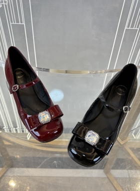 皇冠老店正品 SKP高奢品牌断码施华洛水钻漆皮冰糖钻玛丽珍T30083