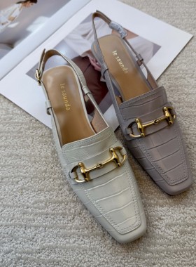 皇冠老店正品 莱尔斯丹 小猫跟乐福后空女凉鞋 3M43403