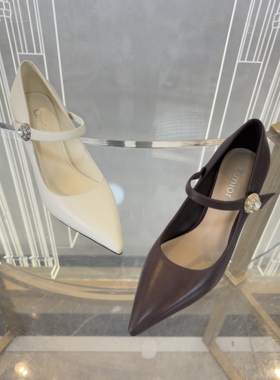 Cimior意大利设计师女鞋 26早春羊皮纯色皇冠跟玛丽珍  CS26084