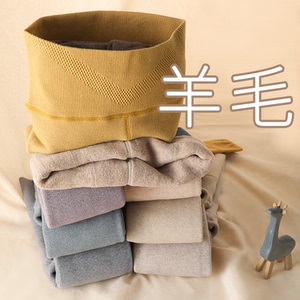 羊羔绒打底裤女外穿秋冬加绒加厚踩脚竖条纹螺纹高腰螺纹收腹棉裤