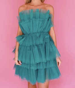 外贸单跨境质感高冷女神网纱蓬蓬抹胸宴会生日party小礼服主角裙