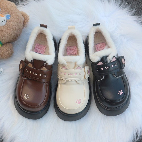 绒绒喵原创lo鞋加绒棉鞋