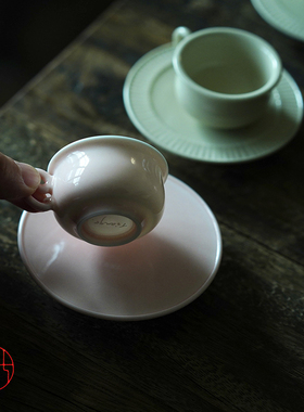 天野新品 好可爱的茶杯 漫粉和草木灰两色 铃兰杯 30cc的小把手杯