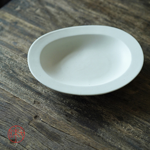 阿沐新品 白陶椭圆不规则的大盘子景德镇 可以做壶承 点心盘 餐盘