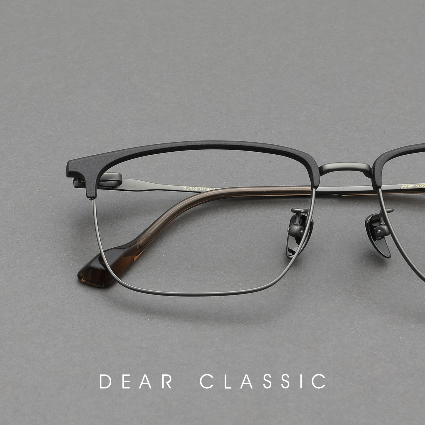 商务冷静深灰小众设计眼镜框男