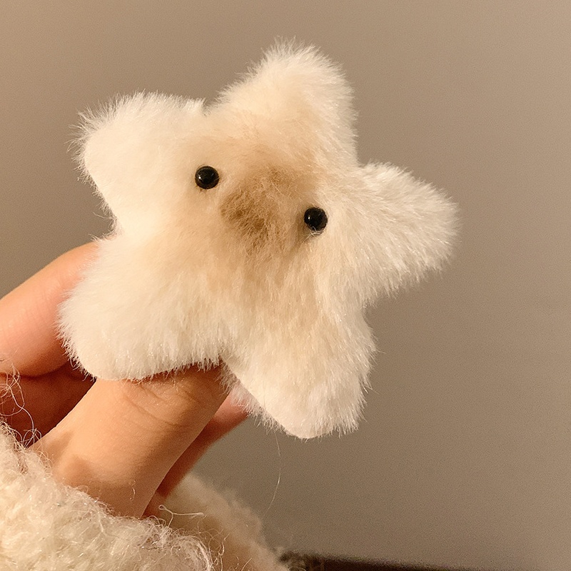 烤焦的可爱毛绒星星发夹女侧边刘海碎发夹子发卡头饰发饰2023