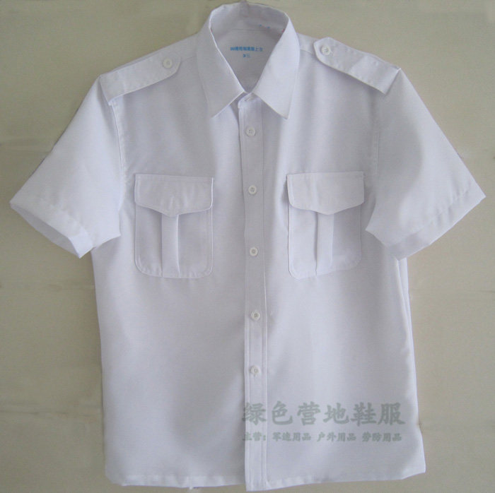 白色夏季保安服短袖衬衫酒店物业门卫安保制服半袖白衬衫直摆款男