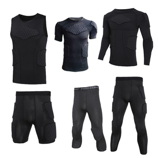 橄榄球服篮球运动防护服短袖背心速干透气长袖骑行蜂窝防撞七分裤