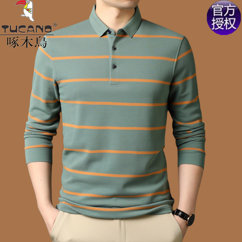 啄木鸟棉T恤长袖POLO衫中年爸爸