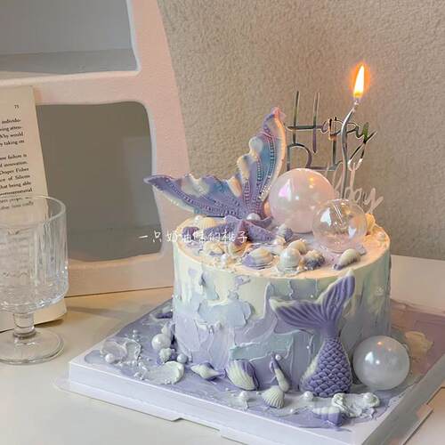 女神七夕情人节美人鱼尾鲜花低糖动物奶油生日蛋糕成都同城配送