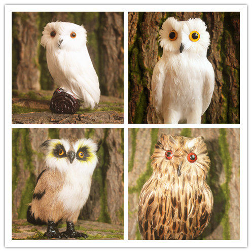 动物模型 仿真猫头鹰 老鹰彩色皮毛工艺品 摄影道具园林场景装饰