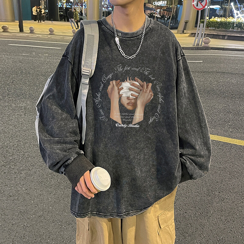 美式高街复古做旧水洗扎染短袖T恤男款重磅夏季潮牌半袖大码上衣图片
