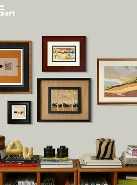 穿梭林景】木吉设计中古风沙发背景墙装饰画高级感挂画抽象艺术画