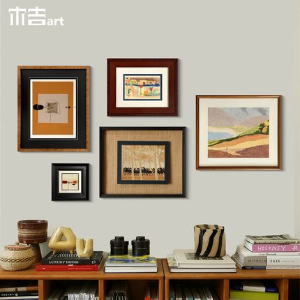穿梭林景】木吉设计中古风沙发背景墙装饰画高级感挂画抽象艺术画