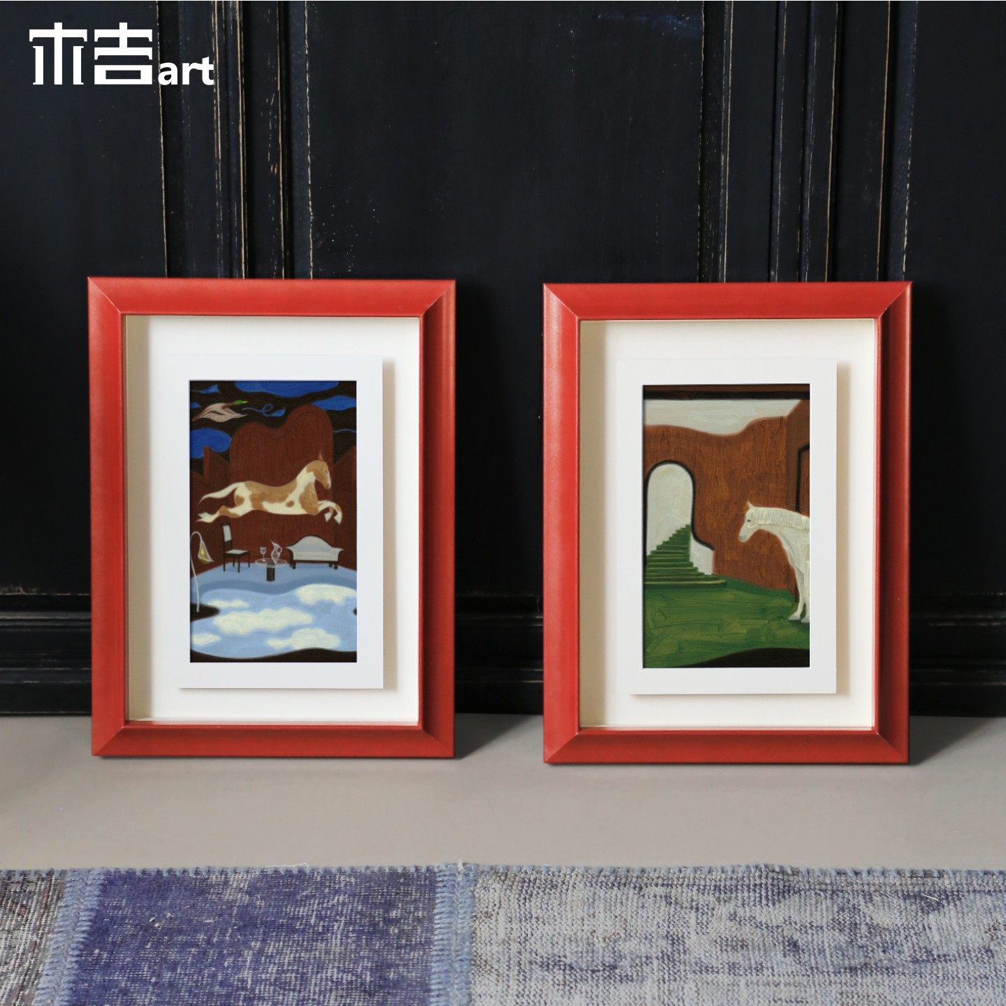 【马语飞骑】木吉设计当代艺术沙发背景墙装饰画设计师高级感挂画,家居饰品,现代装饰画,淘宝优惠券,粉丝福利购,淘宝优惠卷