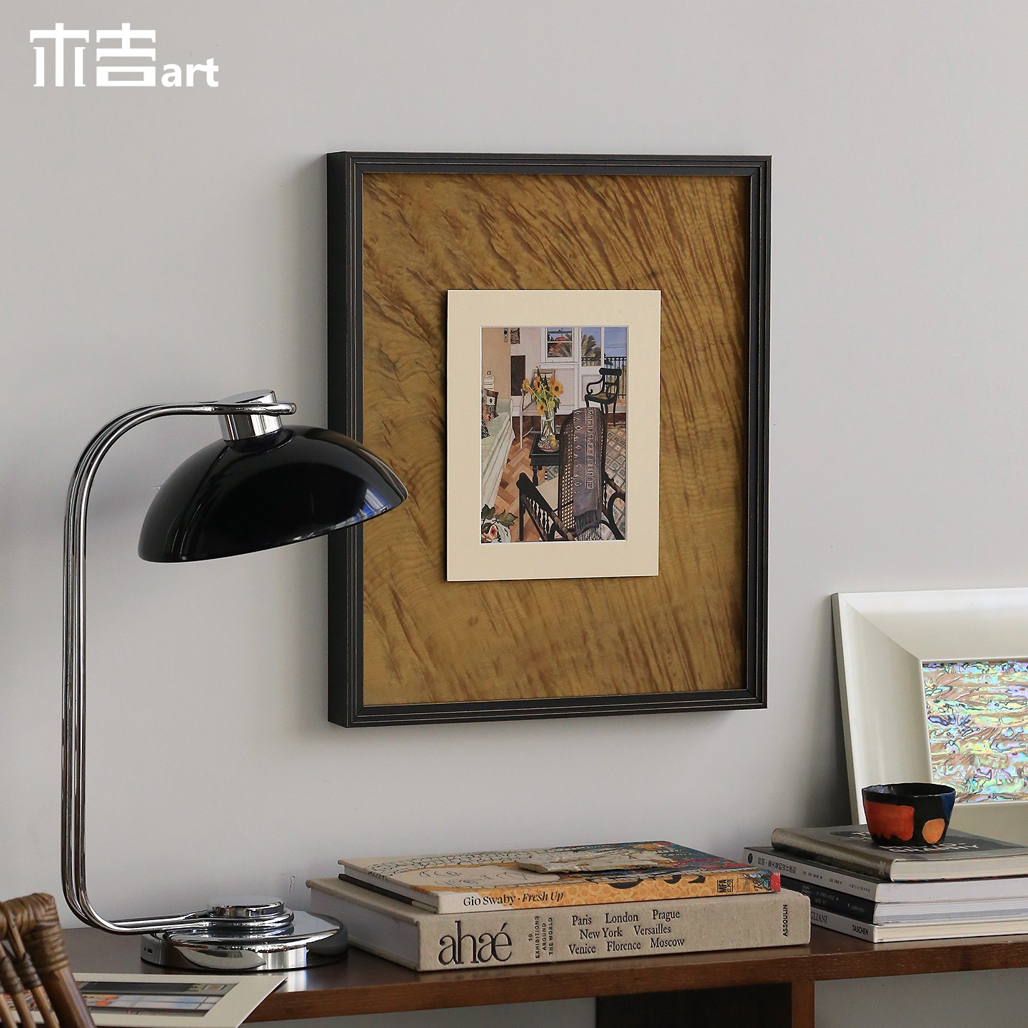 金丝楠木入景中古风挂画