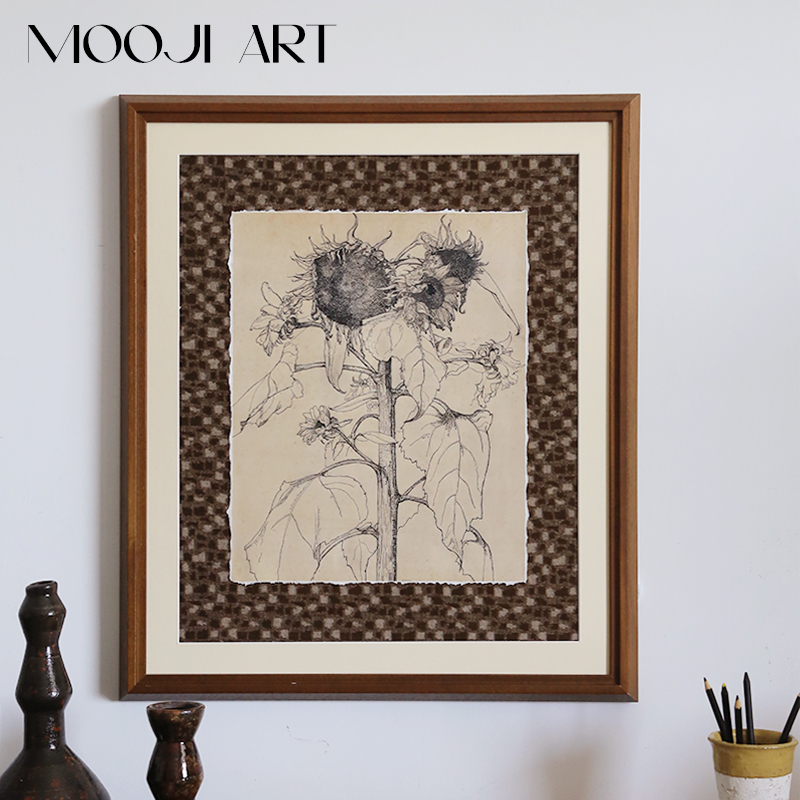 耀阳】木吉艺术法式复古客厅装饰画中古风高级感卧室床头壁画图片