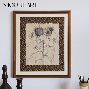 耀阳】木吉艺术法式复古客厅装饰画中古风高级感卧室床头壁画