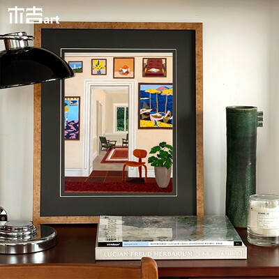 木吉设计中古风沙发背景墙装饰画