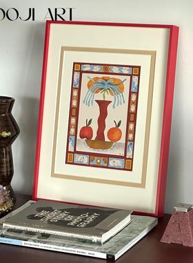 木吉原创版权萍安顺遂中古风客厅装饰画高级感卧室挂画复古餐厅画