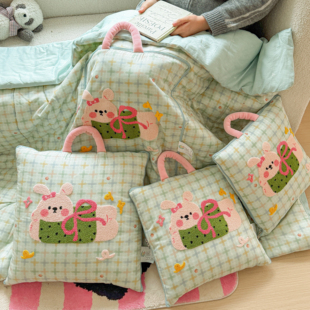 卡通兔子抱枕被全棉沙发靠垫可爱学生宿舍折叠被子办公室午休枕头