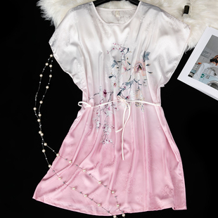 2025新款正品杭州丝绸真丝睡裙女秋冬季短袖宽松家居大码高级睡衣