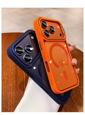 适用于苹果17手机壳金属镜头支架iphone16promax流行全包15pro透明磁吸充电14plus挂绳防摔13新款保护套硅胶