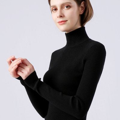 不扎皮肤小高领打底紧身针织衫