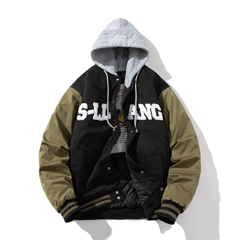 mYes牧野森撞色棒球棉服拼色外套