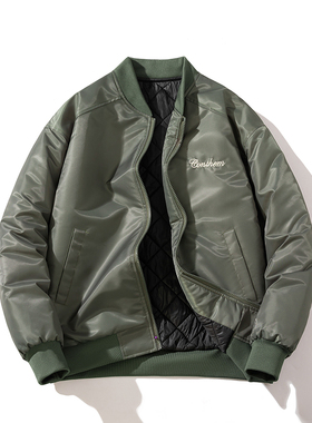 M-YES牧野森/美式潮牌飞行员夹克男棒球服军绿色刺绣百搭休闲外套