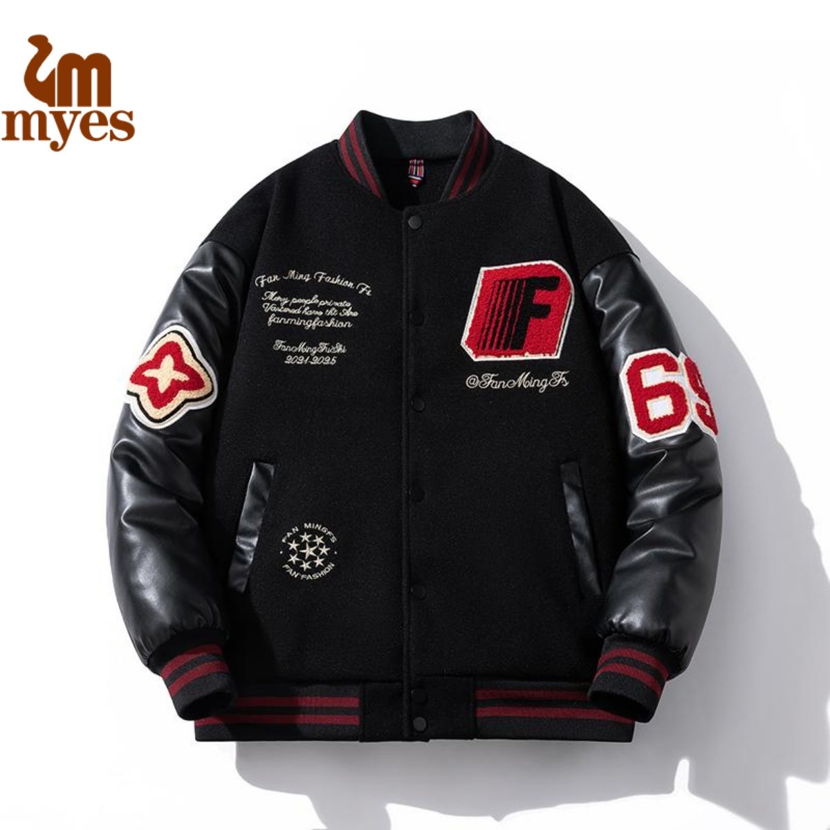 牧野森美式复古cleanfit徽章拼接撞色毛呢棒球服外套秋冬潮牌夹克,男装,夹克,淘宝优惠券,粉丝福利购,淘宝优惠卷