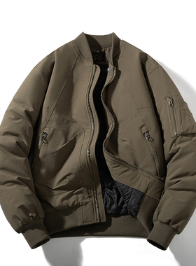 MYES牧野森美式复古飞行员夹克男立领棒球服军绿色休闲外套情侣款
