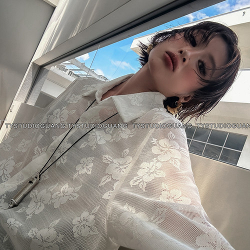 DY-2026秋季新款设计师印花蕾丝单排扣舒适刺绣时尚衬衫女57521