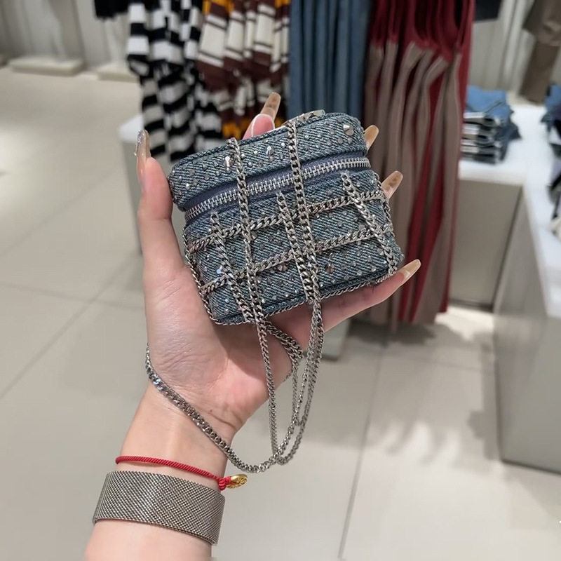 欧美mini牛仔挂饰包口红包韩版迷你链条单肩斜挎小包女