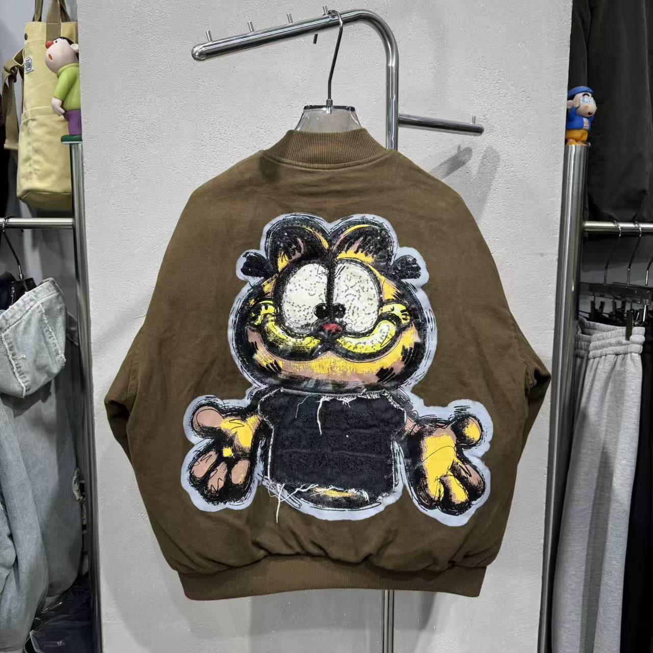 冬季学生新款美式卡通风加厚棉服男棒球服宽松保暖外套情侣棉衣