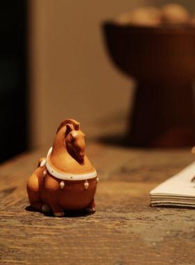 鹿角原创唐马摆件手工雕刻书桌桌面摆件客厅中式装饰工艺品