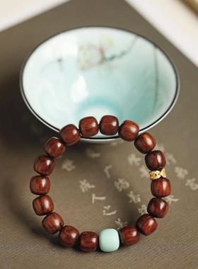 海黄原创桶珠 执素10x10mm手持四方珠手串木简约盘玩文玩念珠送礼