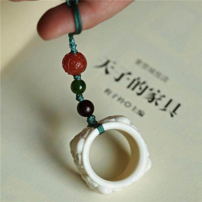 鹿角镇守四方扳指钥匙扣高端礼品小众木作
