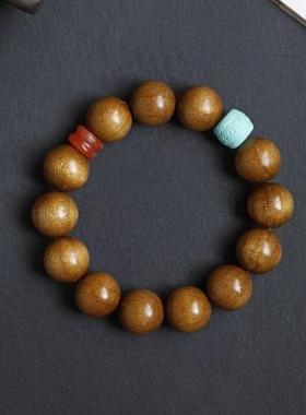 金丝楠木伶忞15mm 13颗 手串木简约盘玩文玩念珠送礼