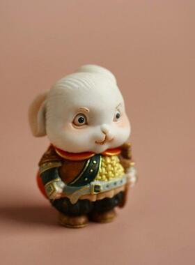 鹿角原创钱兔将军茶宠摆件家用创意可爱文玩茶艺摆件茶桌装饰