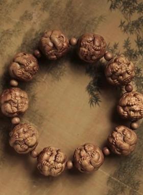 老山檀香三不虎19mm10颗 34.3g手串木简约盘玩文玩念珠送礼