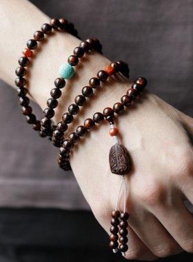 海黄老料秒沉水紫油梨手链手串木质男简约精致盘玩礼物送礼饰品